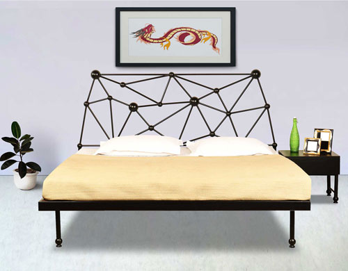 Ionic King Bed with Mattress and Side Table