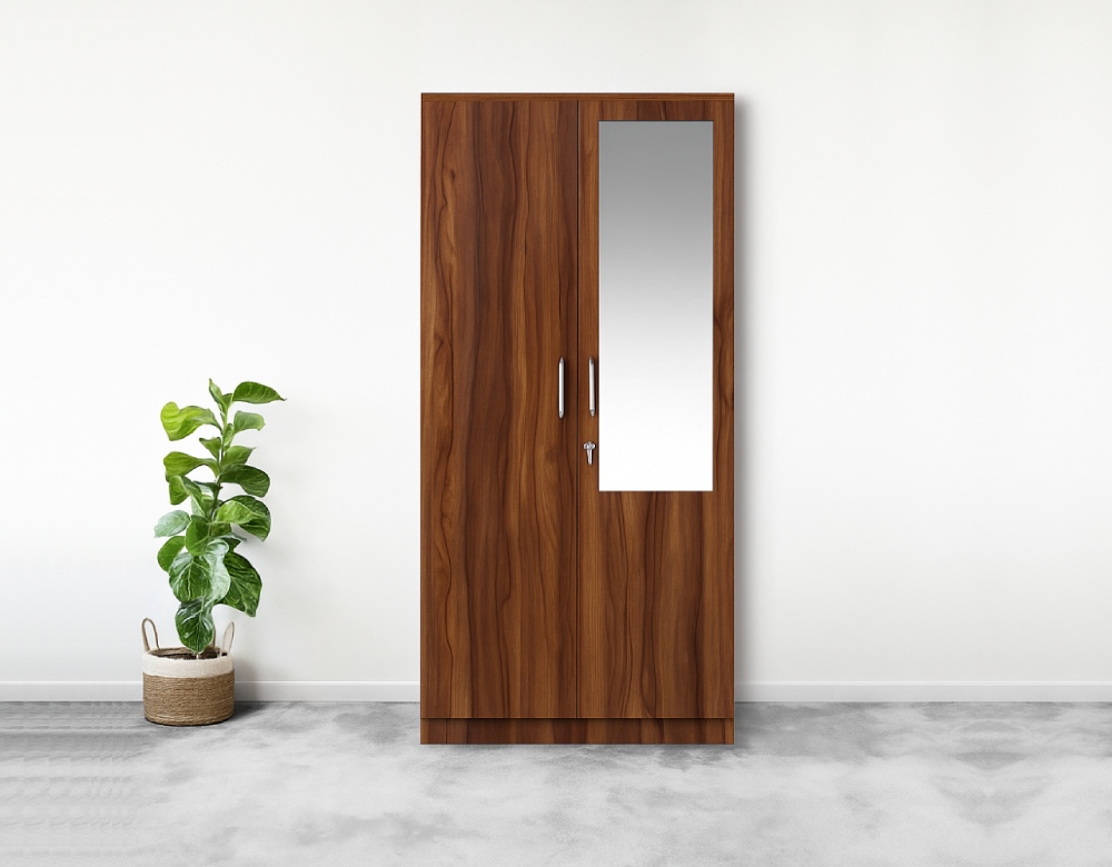 Amber 2 Door Walnut Wardrobe With Mirror