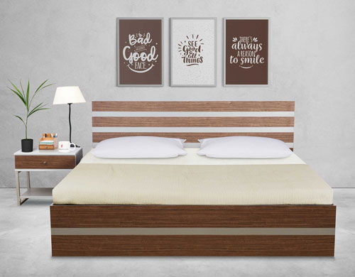 Otio Queen size Bed with Mattress and Side Table