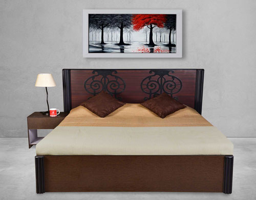 Ascend Queen Double bed with Mattress and side table