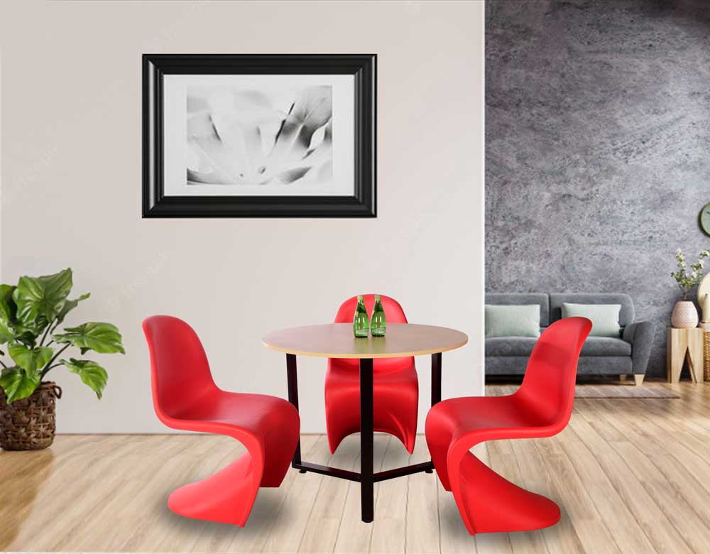 Amber 3 Seater Round Dining With Modern Chair